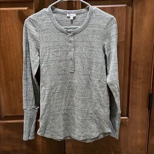 Splendid Gray Long Sleeve Henley Top